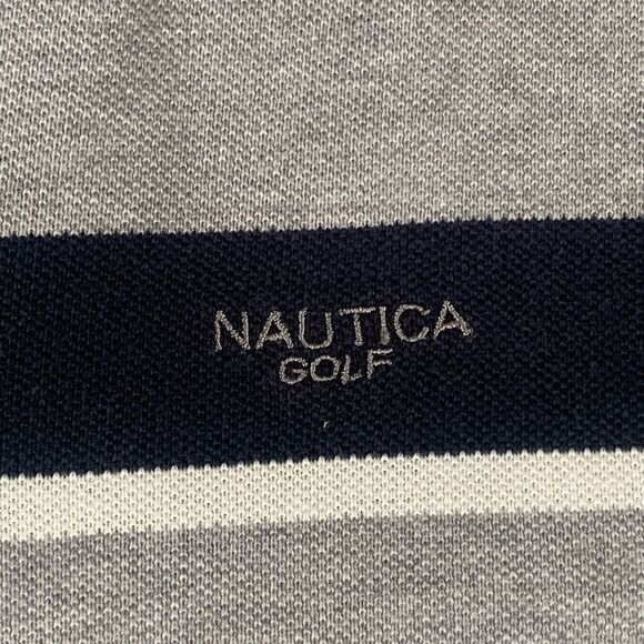 Nautica Golf Classic Fit Gray Striped Mens Short Sleeve Polo Shirt Size‎ XL - Picture 2 of 7